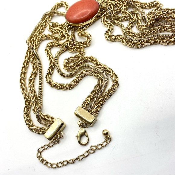 CHARMING CHARLIE Orange & Gold Chain Tassel Necklace - Picture 5 of 7